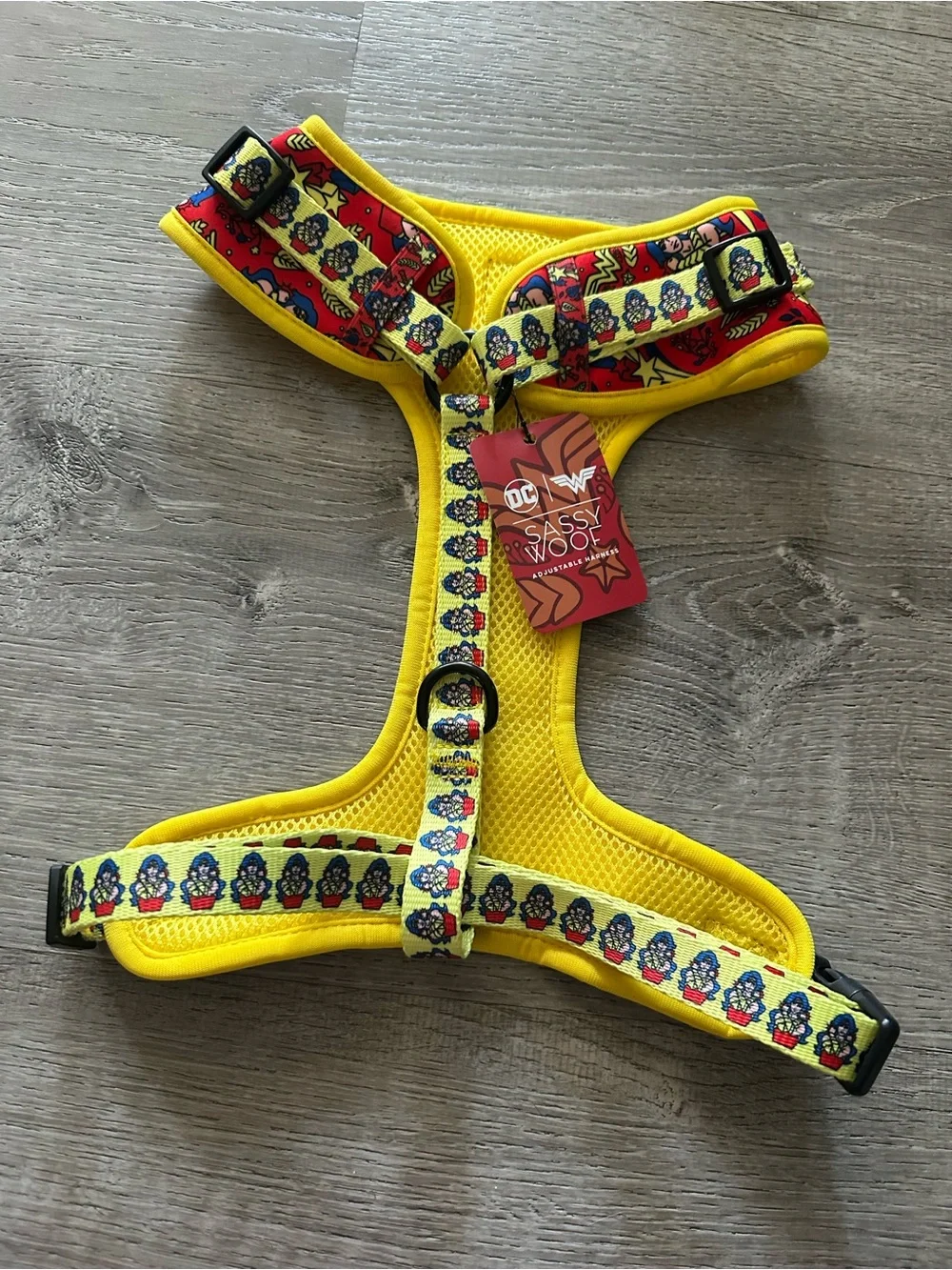 Wonder Woman Red & Yellow Soft Dog Harness by WonderWoof size XL